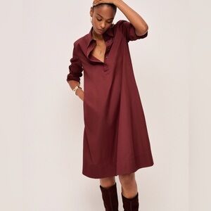 NWT Madewell Poplin Long-Sleeved Shirtdress Chocolate Raisin